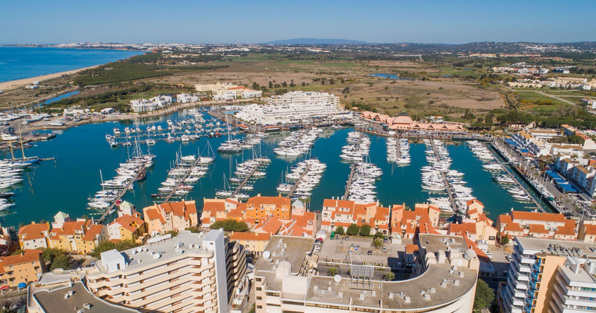 Marina de Vilamoura yacht basin and waterfront promenade