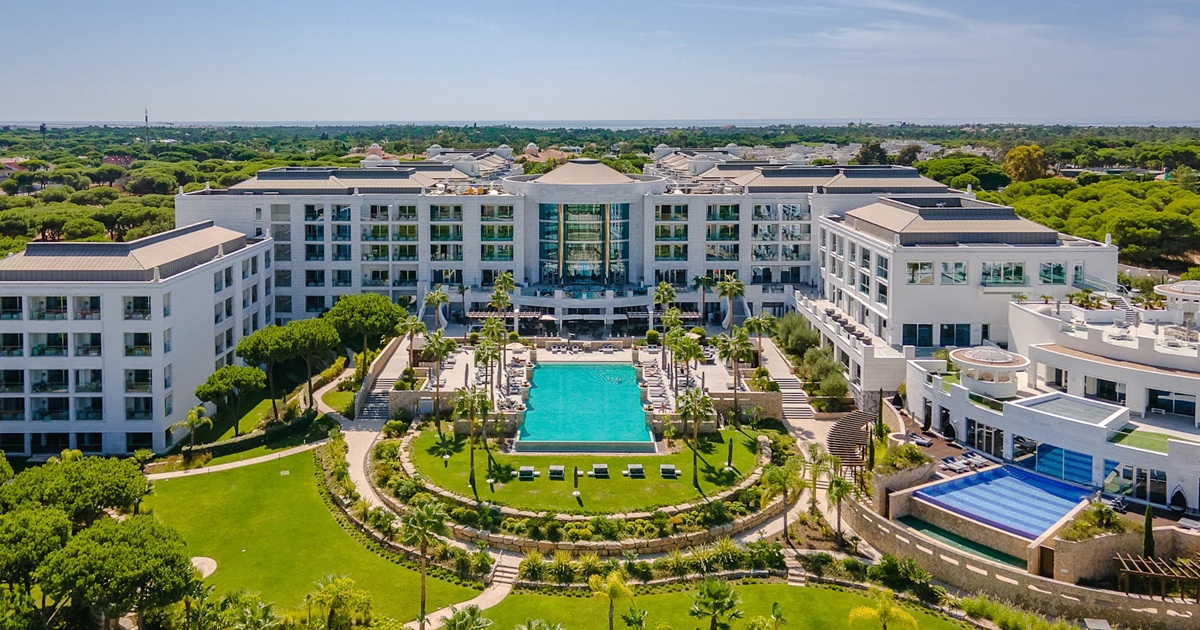 Conrad Algarve resort pool and terrace at Quinta do Lago