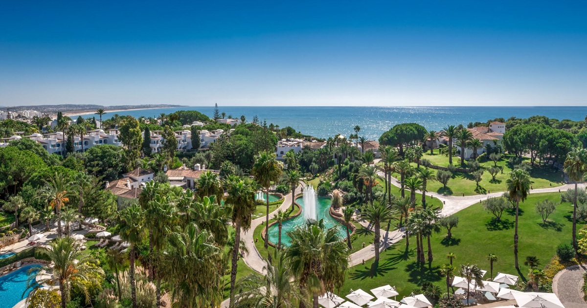 Vila Vita Parc resort gardens and clifftop setting at Porches