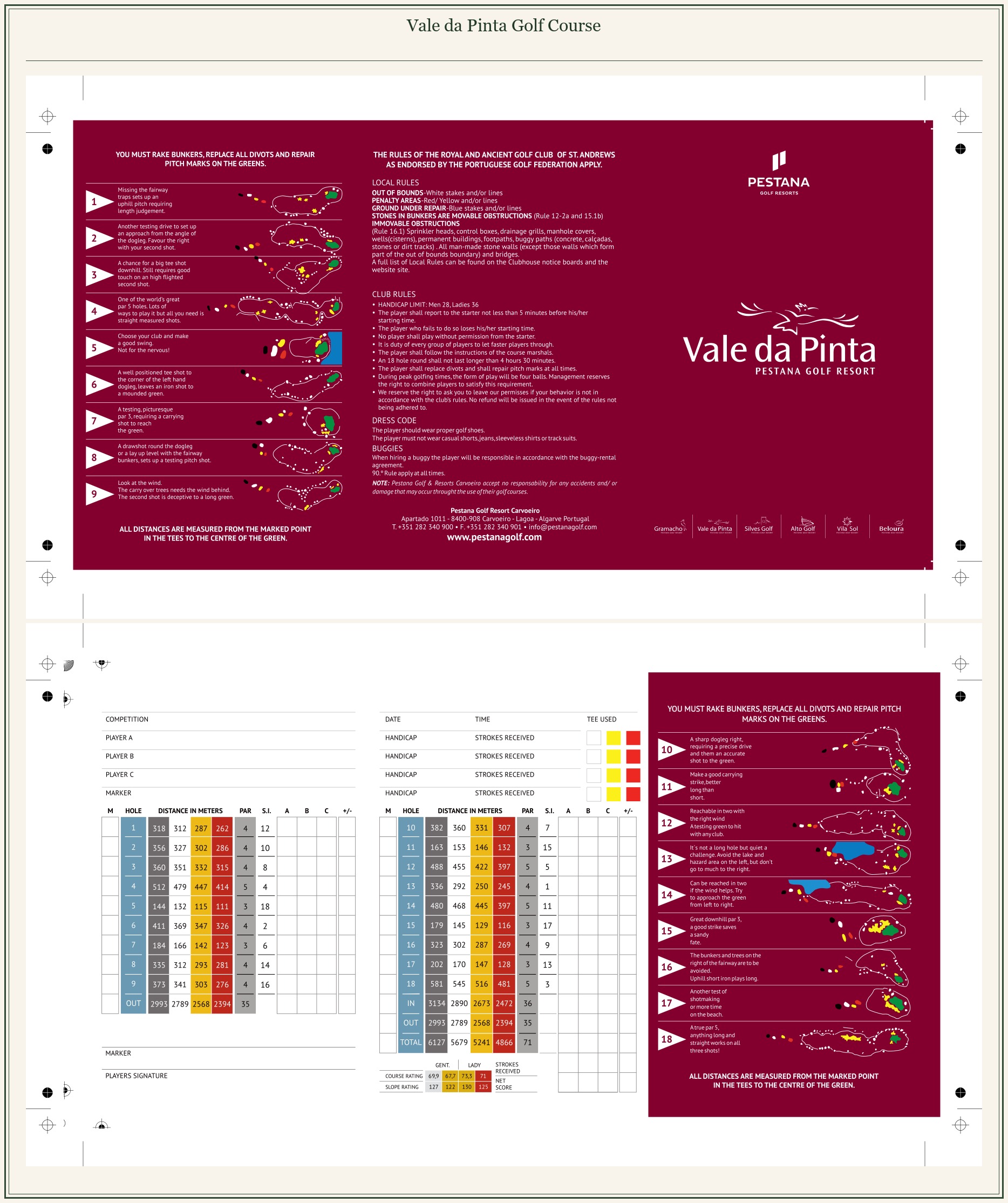 Course layout map for Vale da Pinta Golf Course